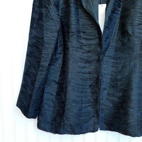Eileen Fisher Ripple Bindu Silk Jacket Size M NWT Graphite Gray 3/4 Sleeve New - Picture 6 of 12